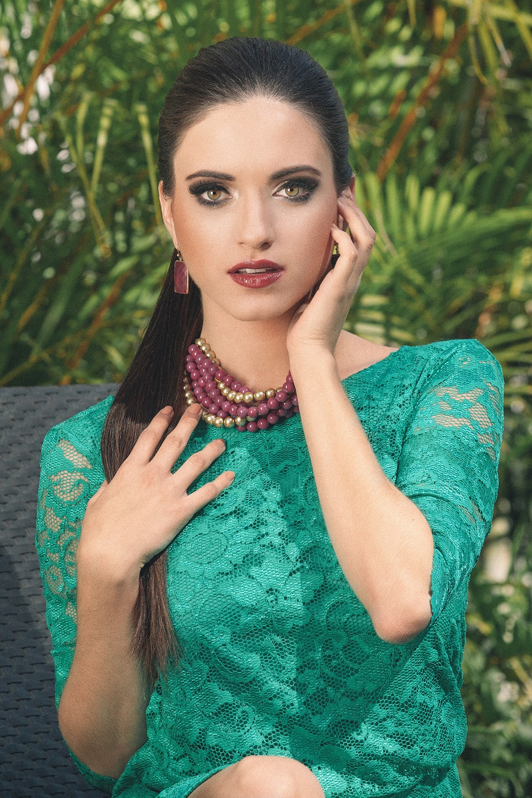 Retrato vestido verde